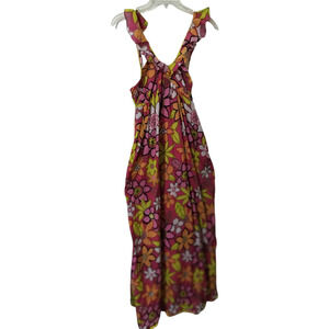 3491).Sabby Anand Multicolor Sleeveless Floral Ruffle Maxi Summer Dress Small